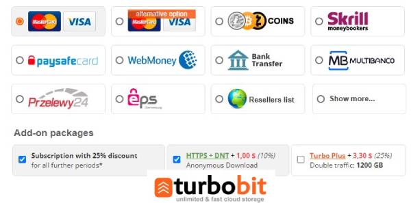 Turbobit Premium - servizio di condivisione file veloce e conveniente